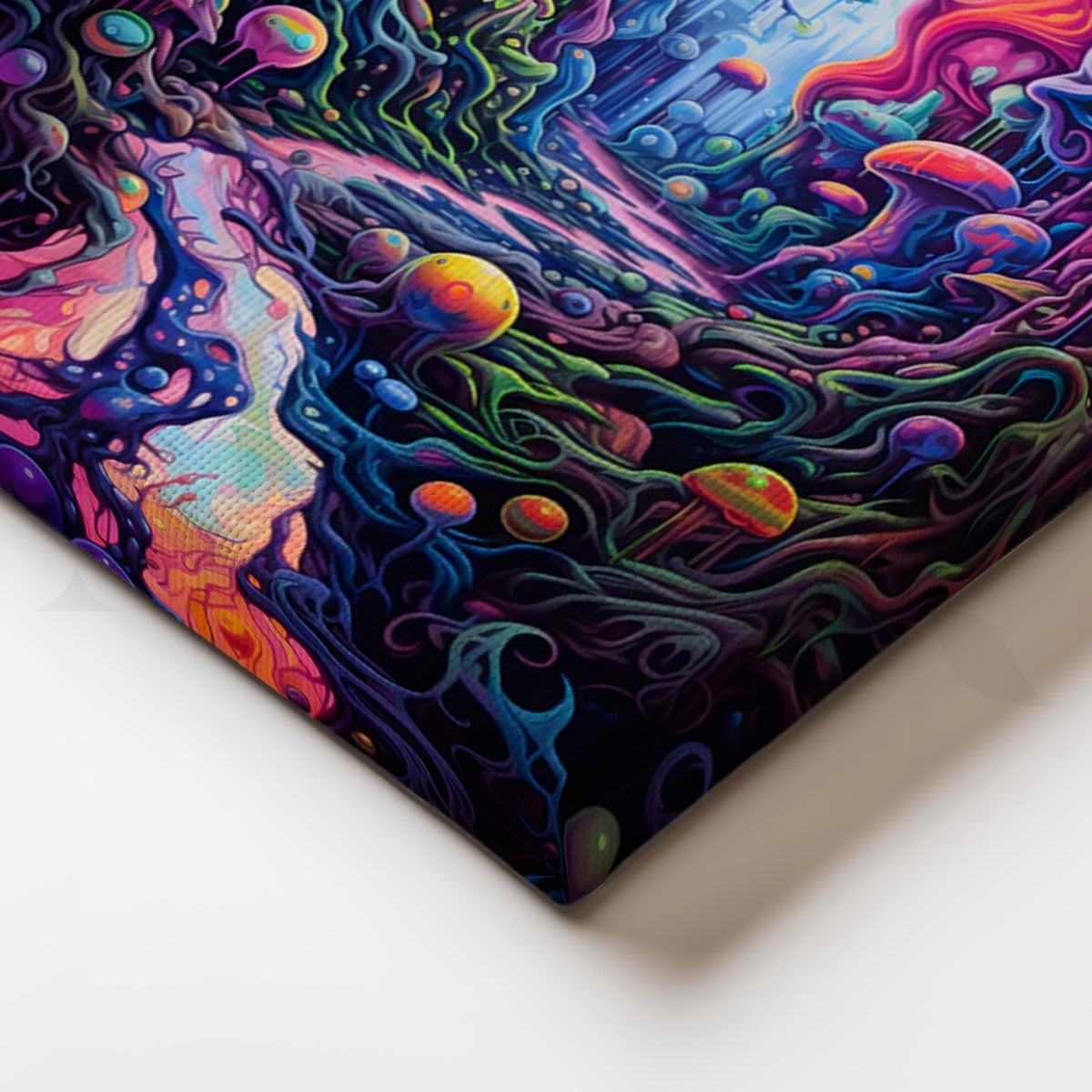 Neon Mycelium Canyon Canvas Painting for Game Room – Asha Art Studio – Image 2