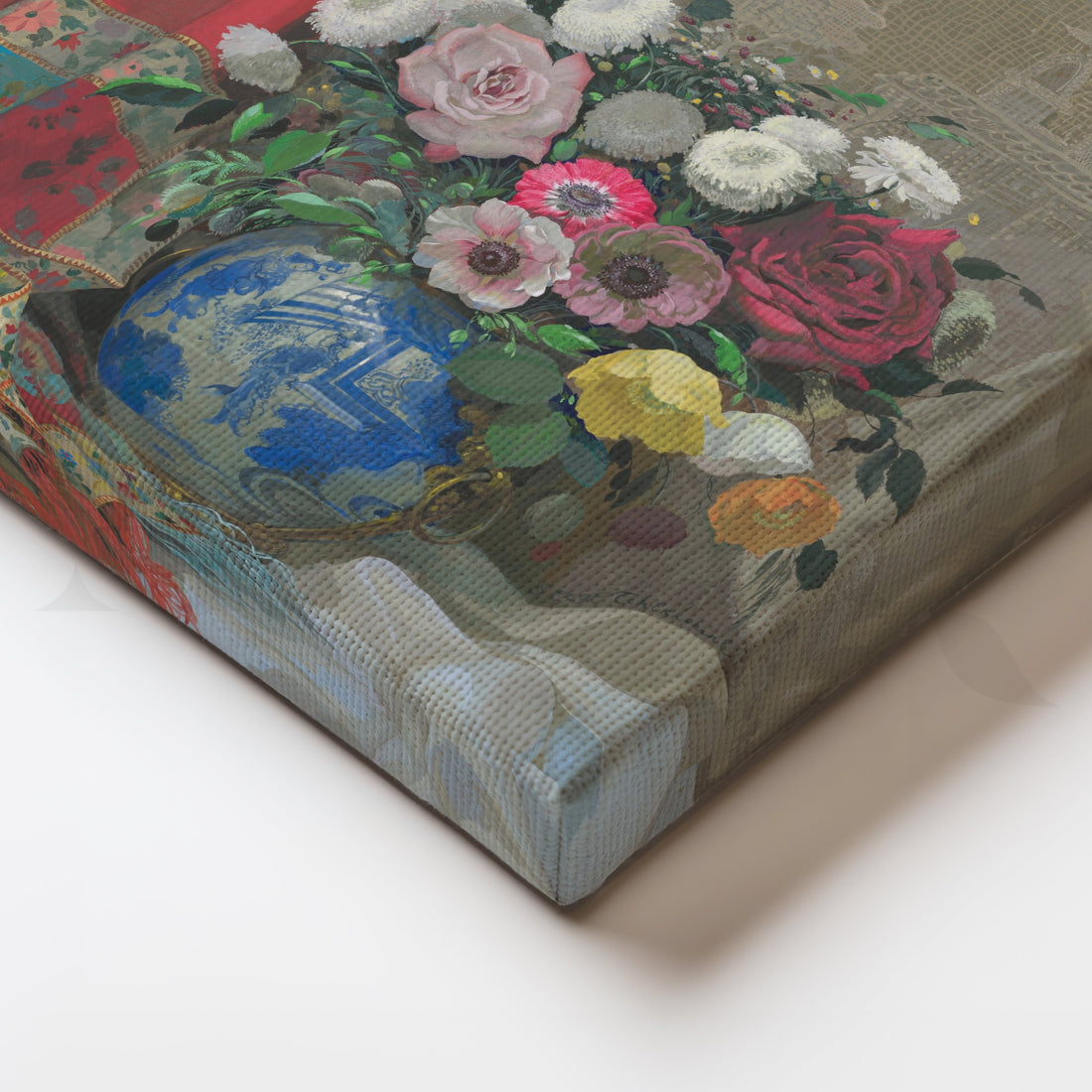 Floral Elegance in Blue Vase Canvas Artwork – Asha Art Studio