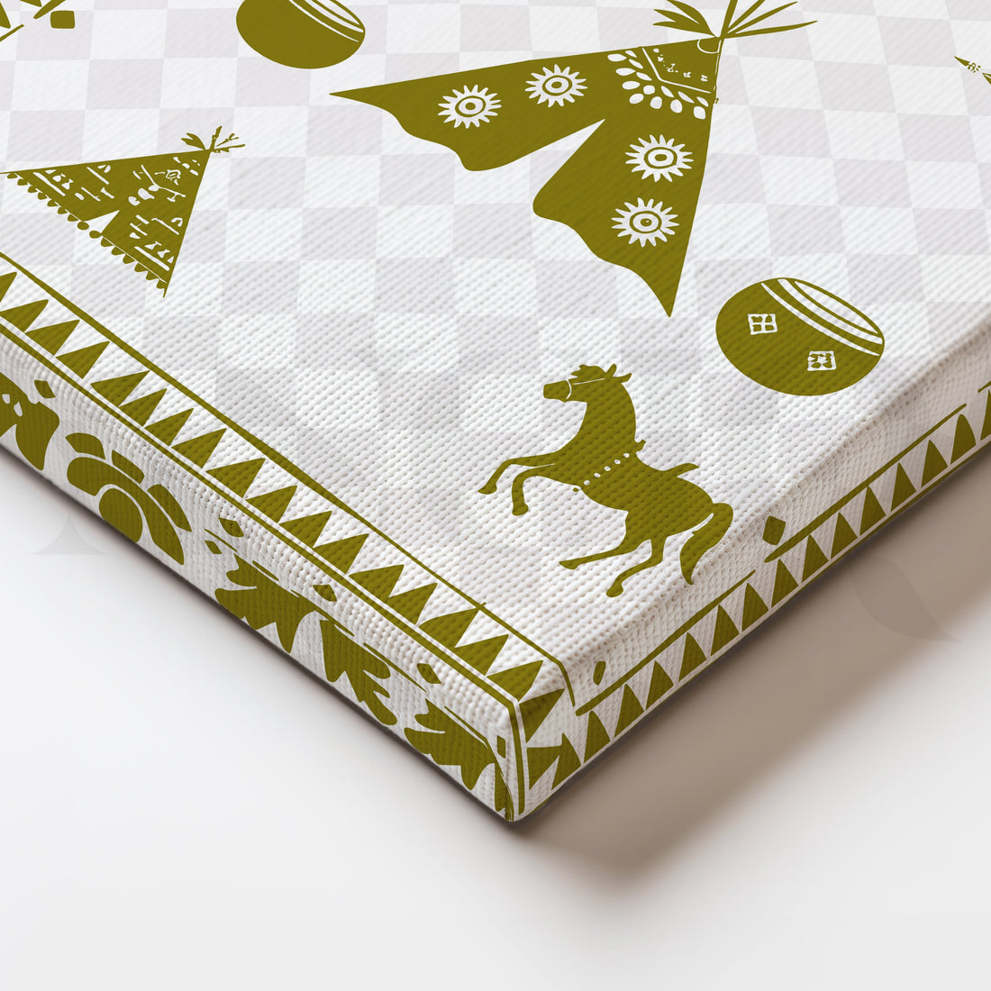 Tribal Horses & Tents Canvas Artwork – Asha Art Studio