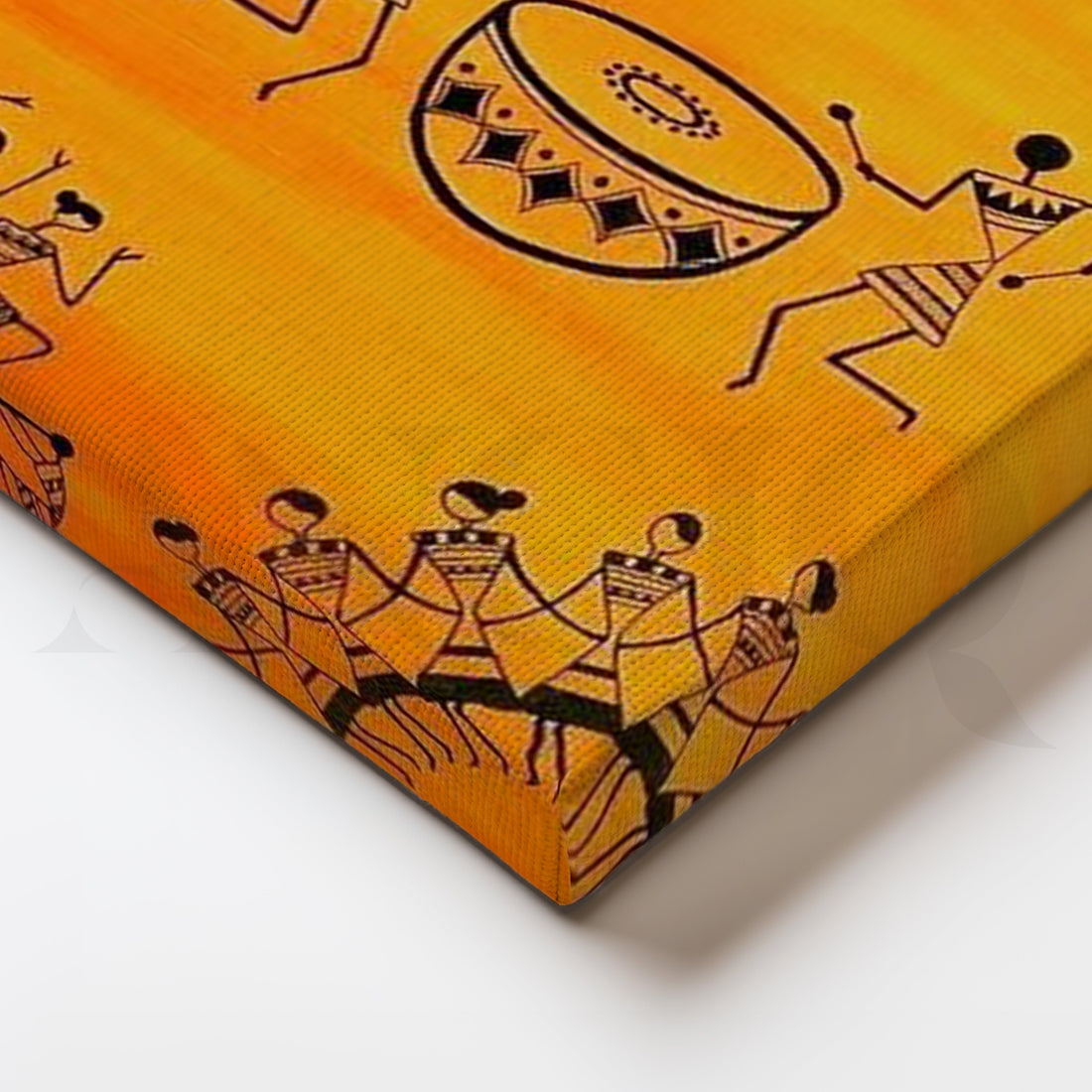 Warli Drum Celebration Canvas Artwork – Asha Art Studio