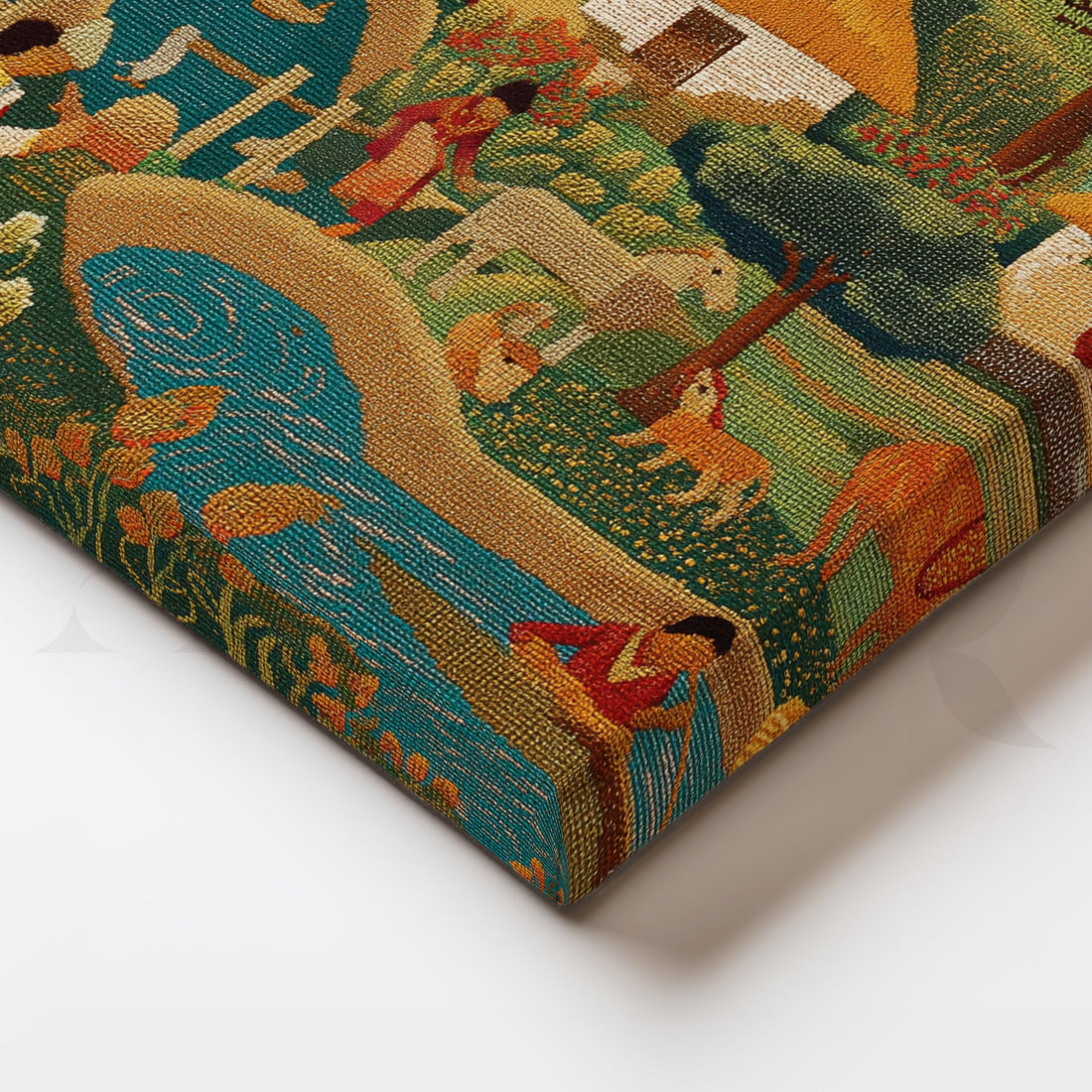 Pastoral Harmony Folk Canvas Artwork – Asha Art Studio