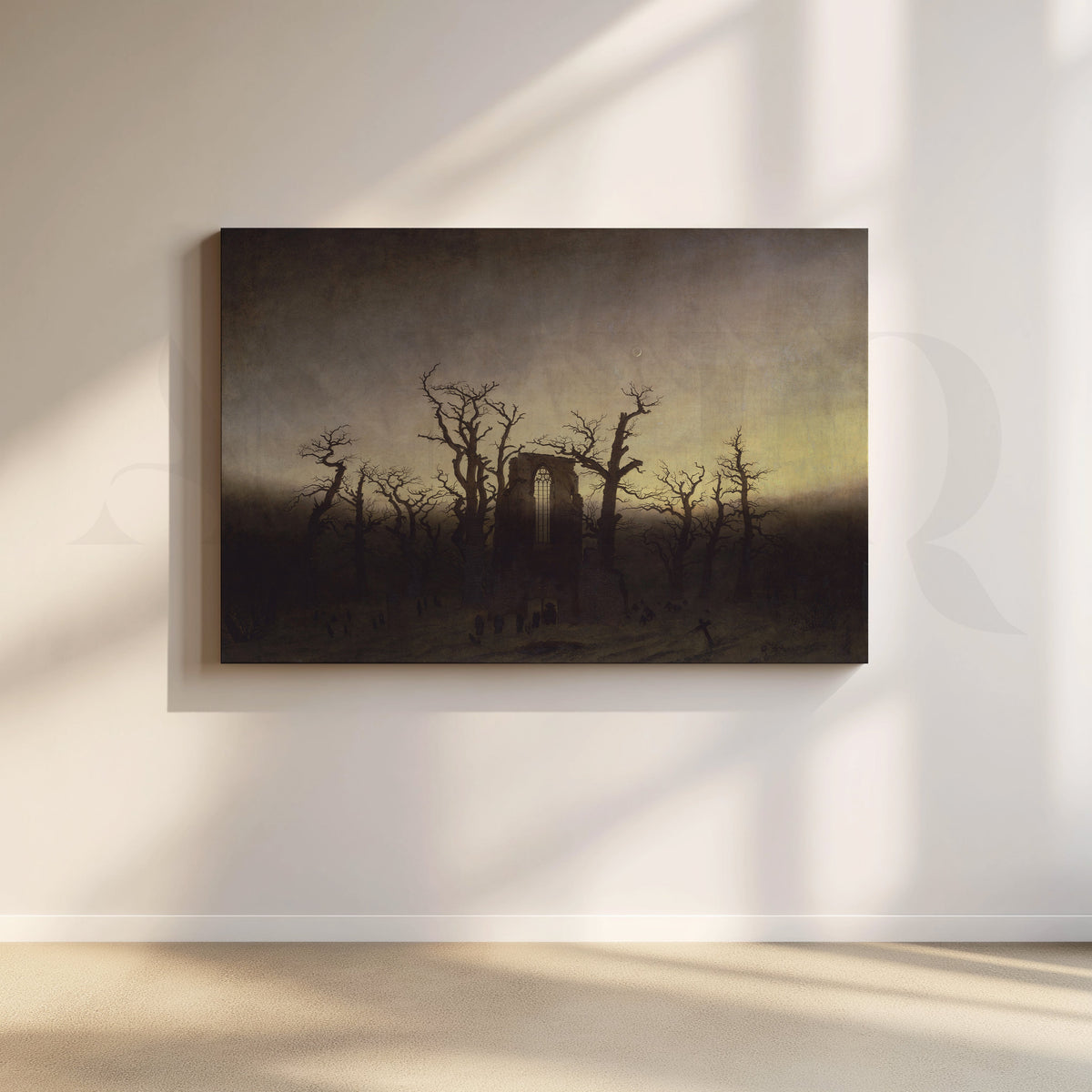 Gothic Ruin at Dusk Canvas Artwork – Asha Art Studio