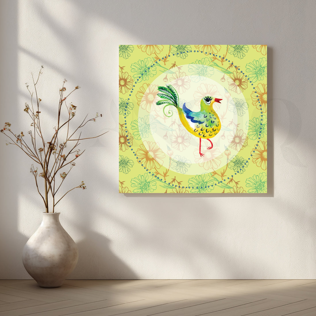 Sunny Songbird Canvas Artwork – Asha Art Studio