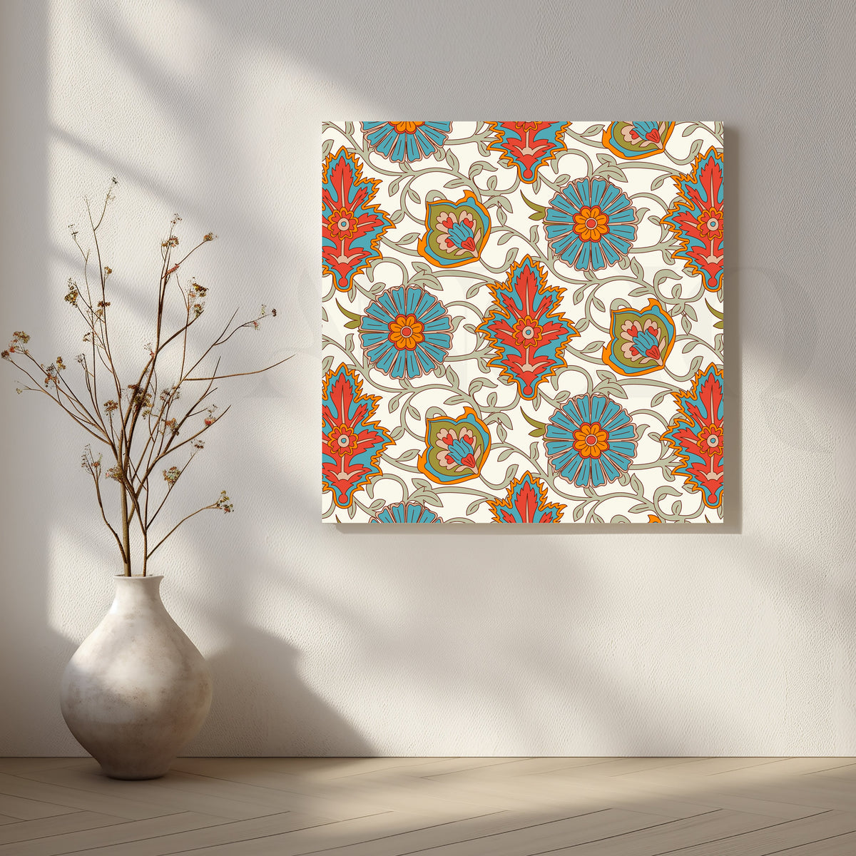 Heritage Floral Pattern Canvas Artwork – Asha Art Studio