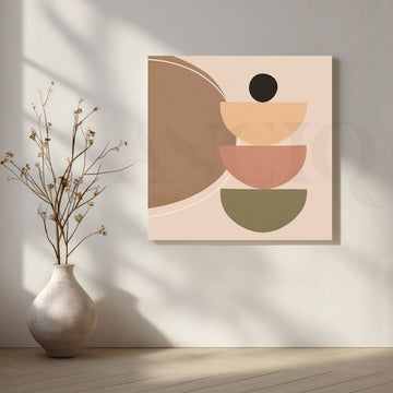 Neutral Stacked Bowls Canvas Artwork – Asha Art Studio