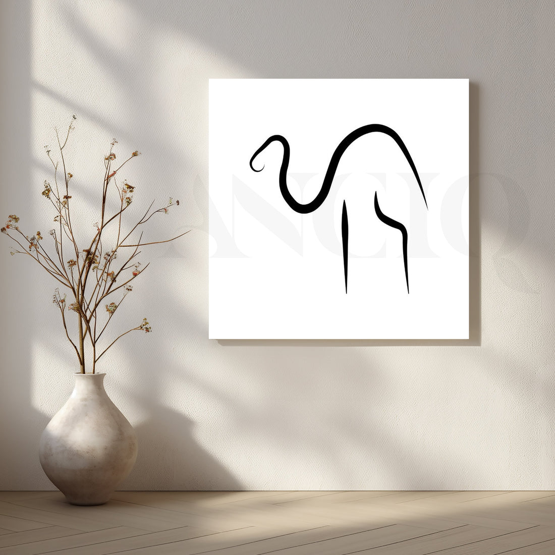 Camel Line Art Canvas Artwork – Asha Art Studio