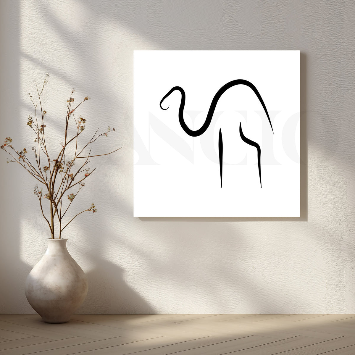 Camel Line Art Canvas Artwork – Asha Art Studio