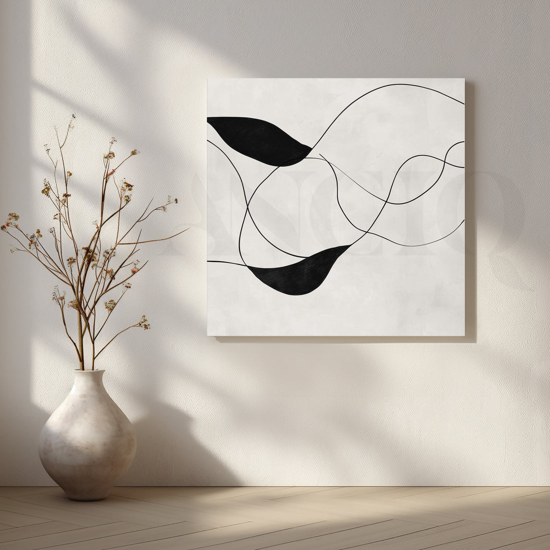 Monochrome Flow Canvas Artwork – Asha Art Studio