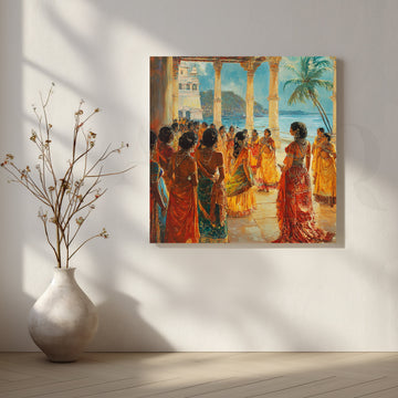 Seaside Palace Soirée Canvas Artwork – Asha Art Studio
