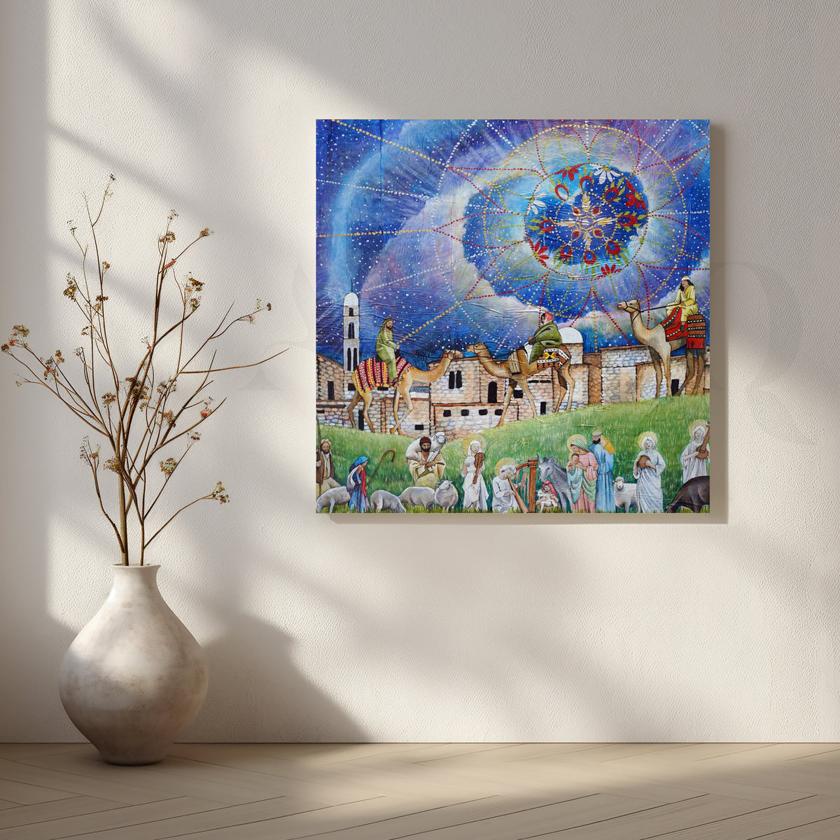 Starry Caravan Nativity Scene Canvas Artwork – Asha Art Studio