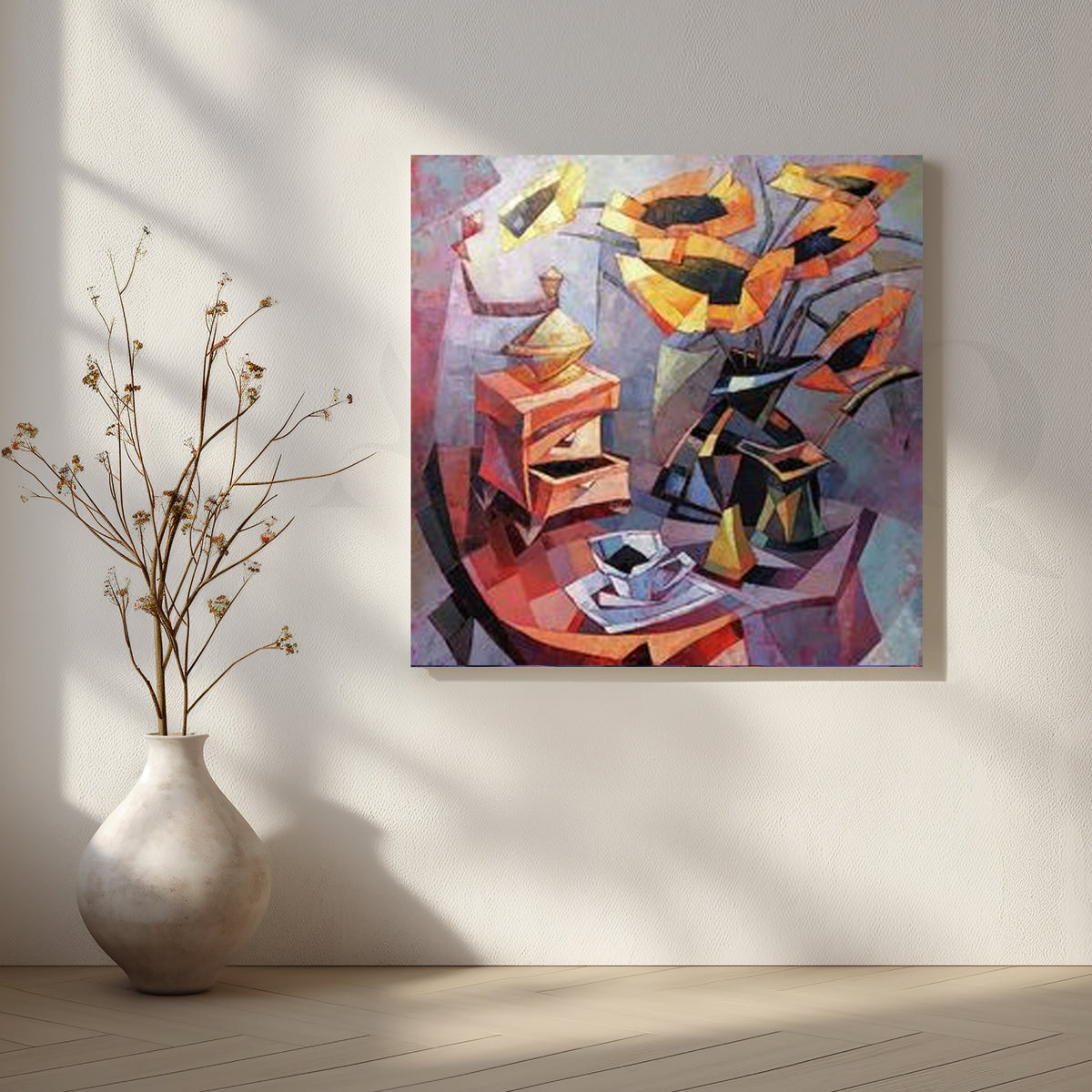Cubist Coffee Table Still Life Canvas Artwork – Asha Art Studio