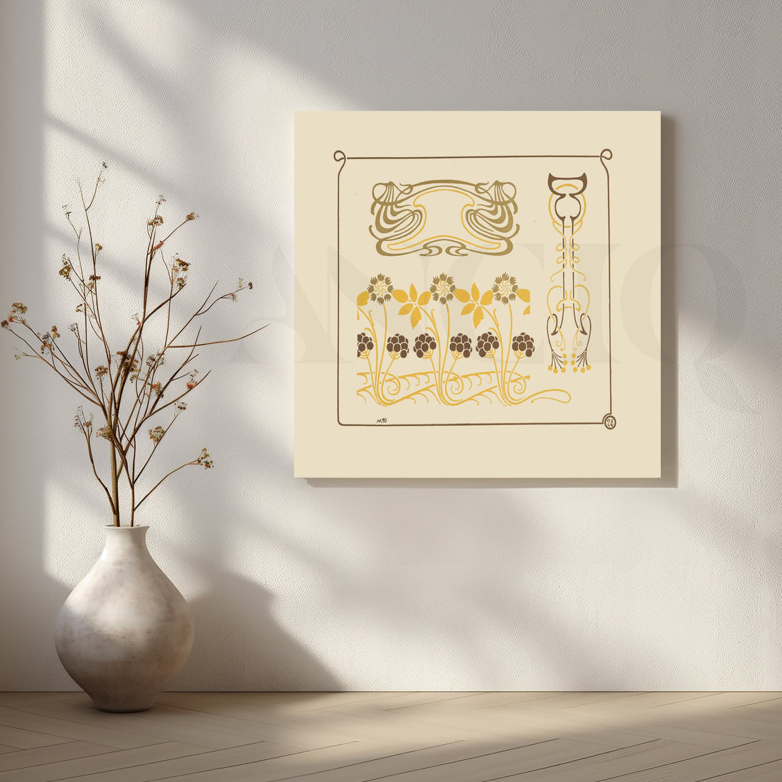 Nouveau Floral Line Canvas Artwork – Asha Art Studio