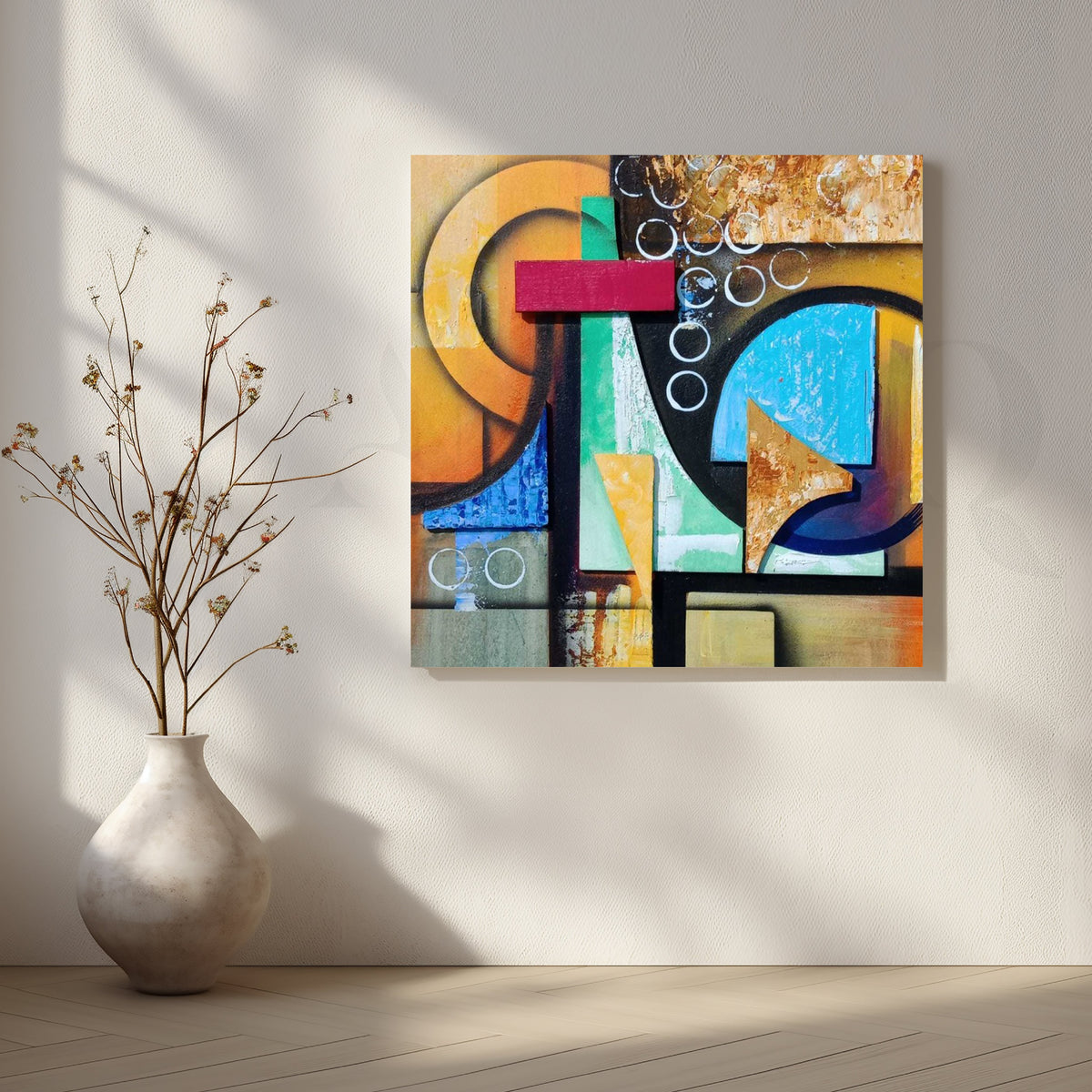 Vibrant Geometric Shapes Artwork – Asha Art Studio