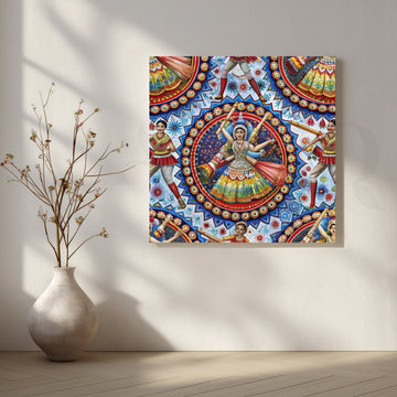 Garba Celebration Mandala Canvas Artwork – Asha Art Studio