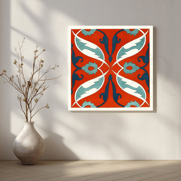 Moroccan Red Tile Pattern Canvas Artwork – Asha Art Studio