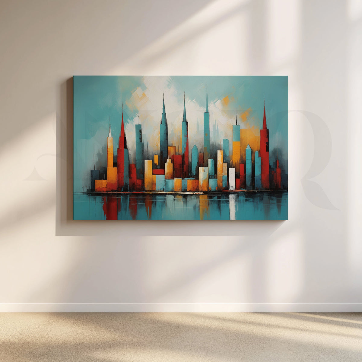 Modern Abstract City Skyline Canvas Artwork – Asha Art Studio