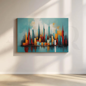 Modern Abstract City Skyline Canvas Artwork – Asha Art Studio