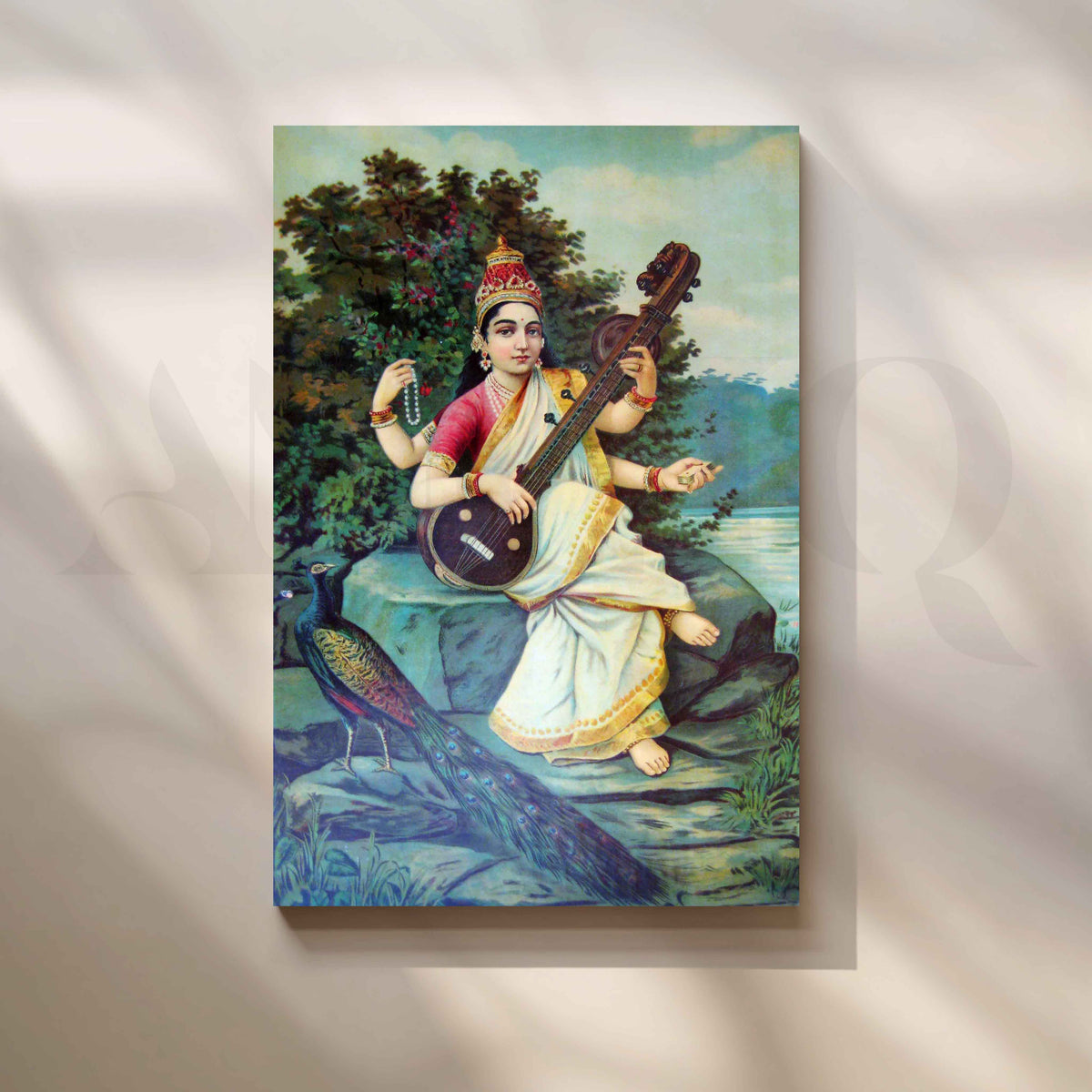 Goddess Saraswati by Raja Ravi Varma Canvas Artwork – Asha Art Studio