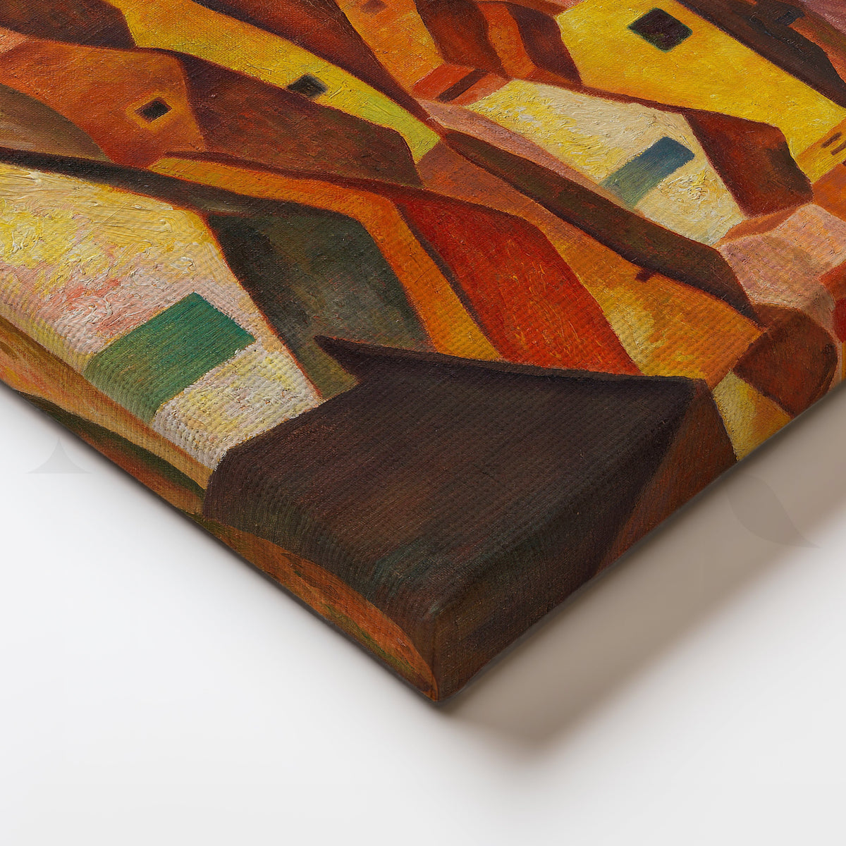 Terracotta Hillside Village Canvas Artwork – Asha Art Studio – Image 2