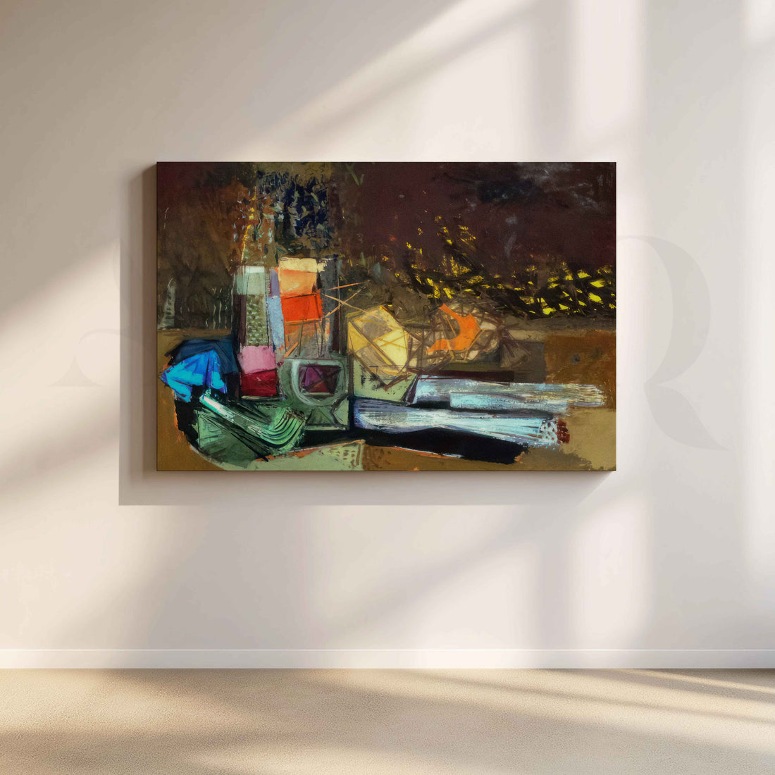 Moody Abstract Cityscape Canvas Artwork – Asha Art Studio