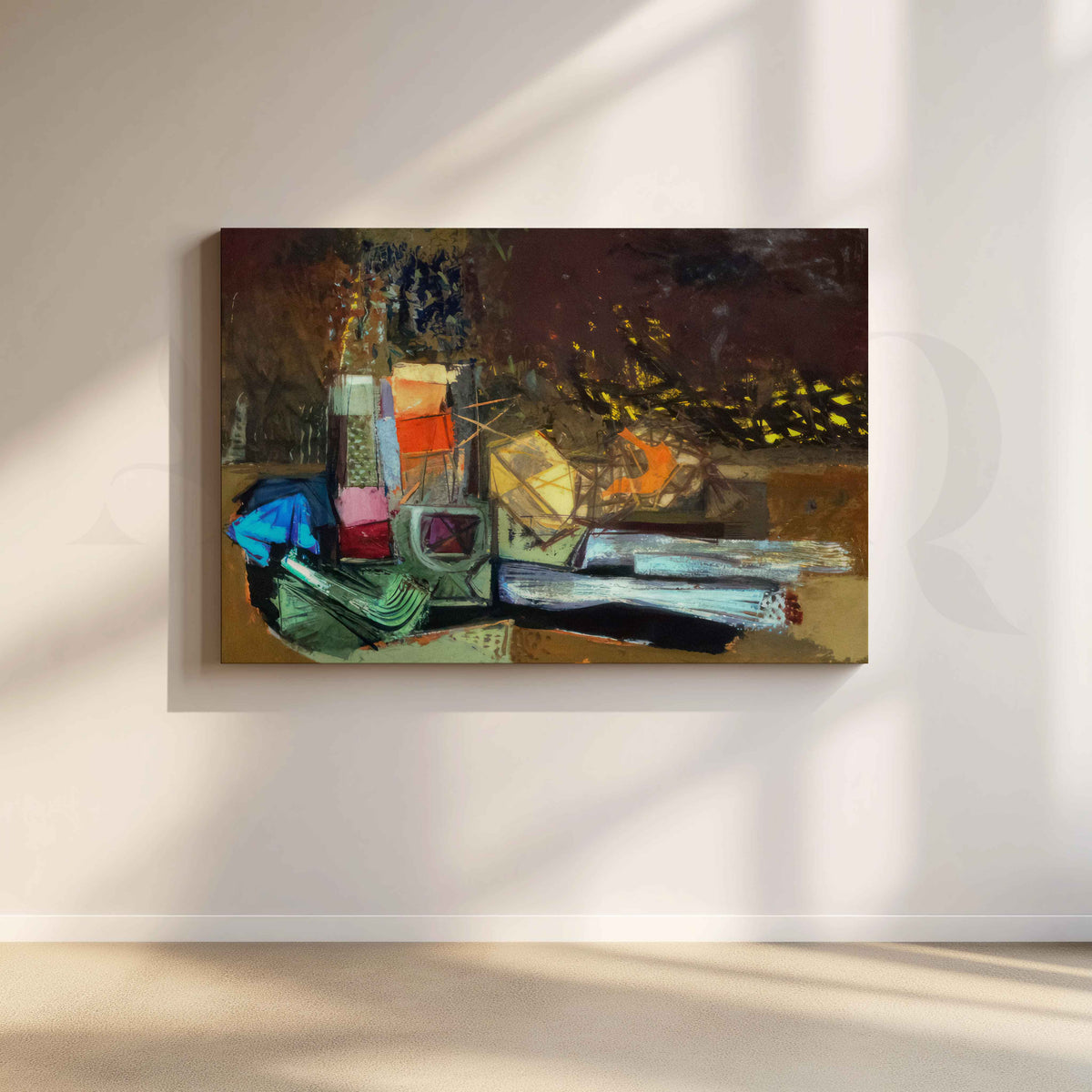 Moody Abstract Cityscape Canvas Artwork – Asha Art Studio