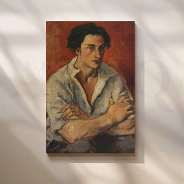 Portrait of a Young Man by Amrita Sher-Gil Canvas Artwork – Asha Art Studio