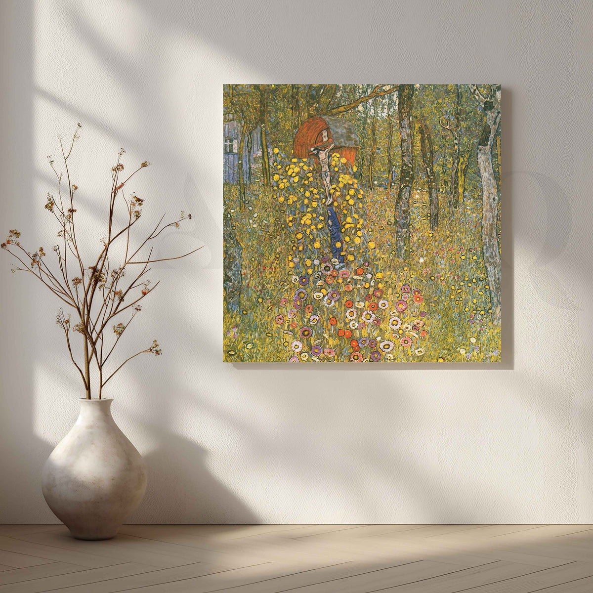 Gustav Klimt Garden Woman Floral Canvas Artwork – Asha Art Studio