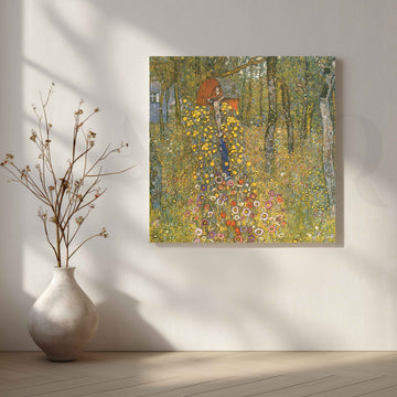 Gustav Klimt Garden Woman Floral Canvas Artwork – Asha Art Studio