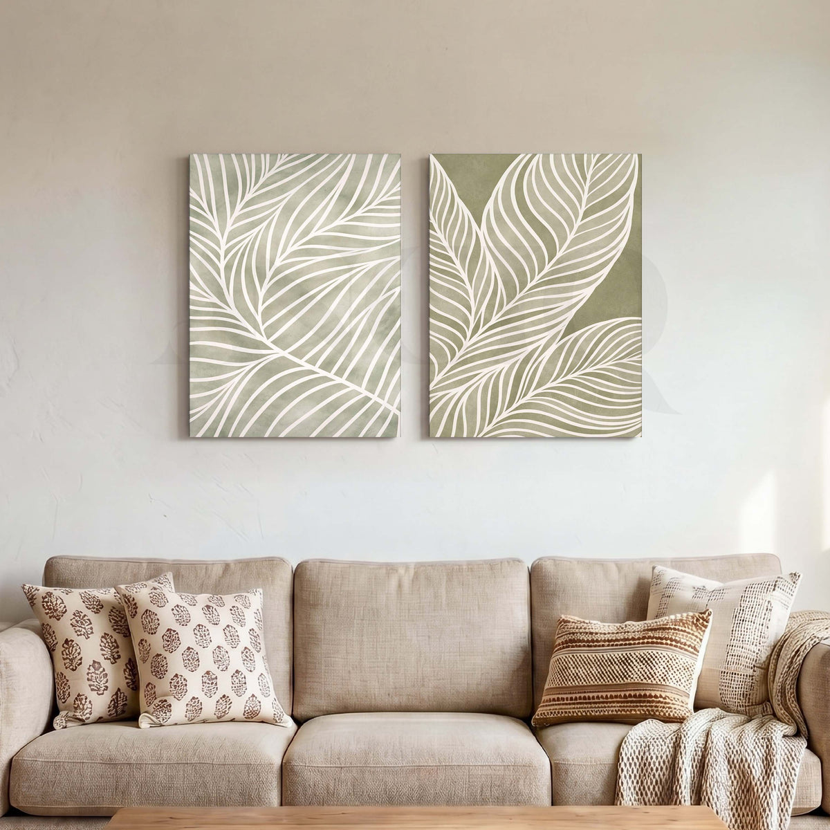 Sage Leaf Botanical Gallery Wall Set of 2 – Asha Art Studio
