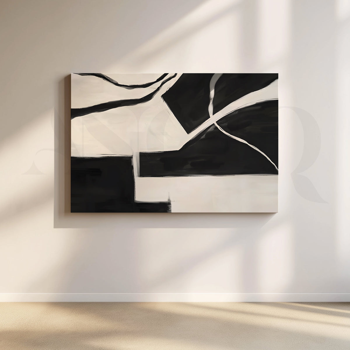 Black and White Abstract Canvas Artwork – Asha Art Studio