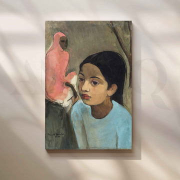 The Little Girl in Blue by Amrita Sher-Gil Canvas Artwork – Asha Art Studio
