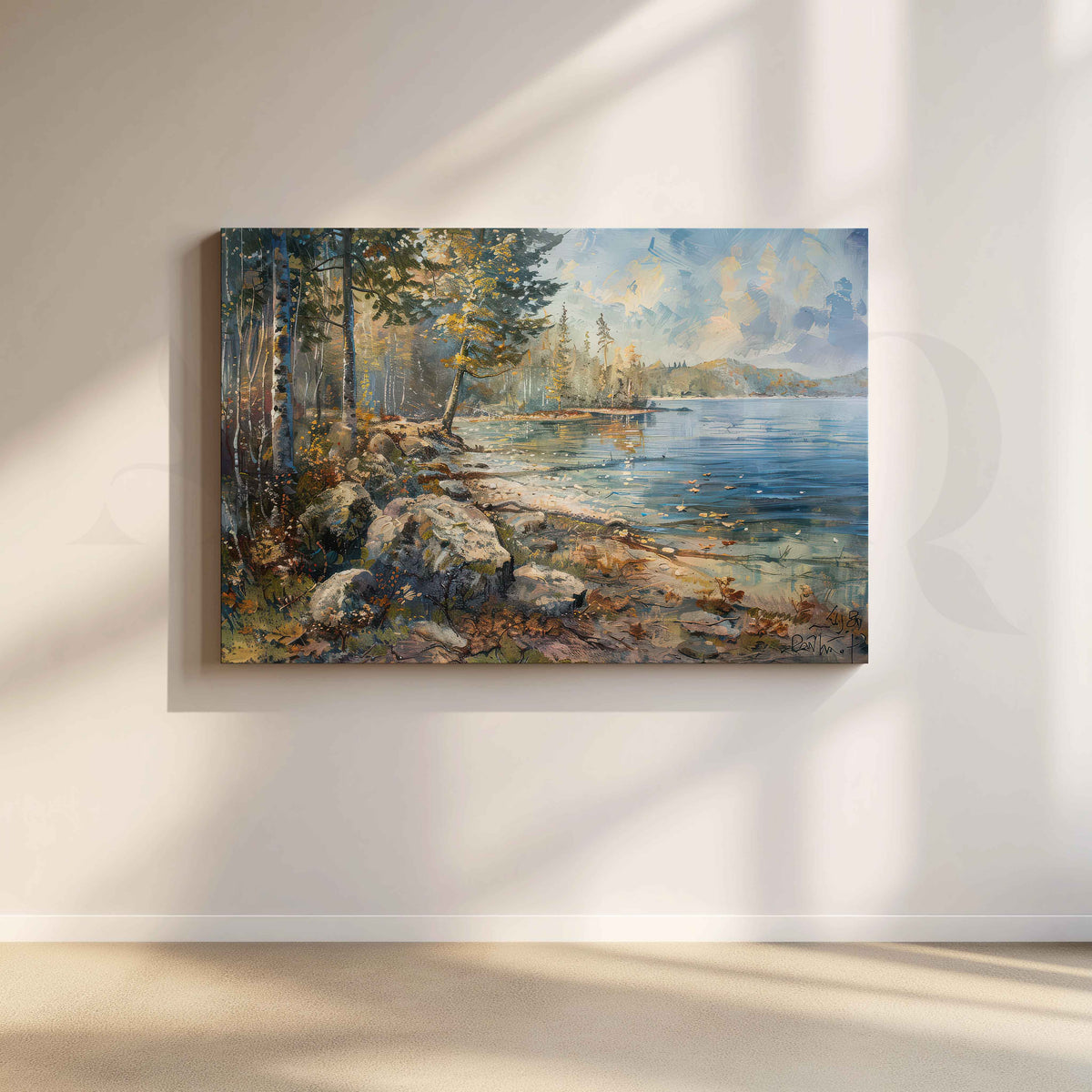 Forest Lake Shore Canvas Artwork – Asha Art Studio