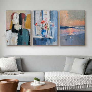 Contemporary Serenity Abstract Gallery Wall – Set of 3 Modern Artworks - 18 x 24 Inches – Asha Art Studio