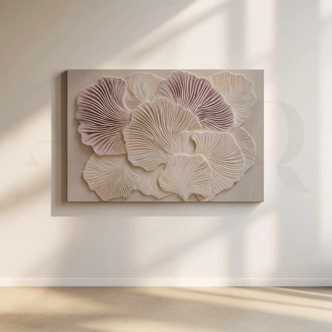 Sculptural Floral Relief Canvas Artwork in Soft Neutral Tones – Asha Art Studio