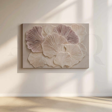 Sculptural Floral Relief Canvas Artwork in Soft Neutral Tones – Asha Art Studio