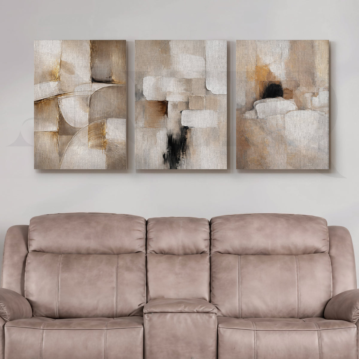 Earthy Textured Abstraction Gallery Wall – Set of 3 Contemporary Artworks - 18 x 24 Inches – Asha Art Studio