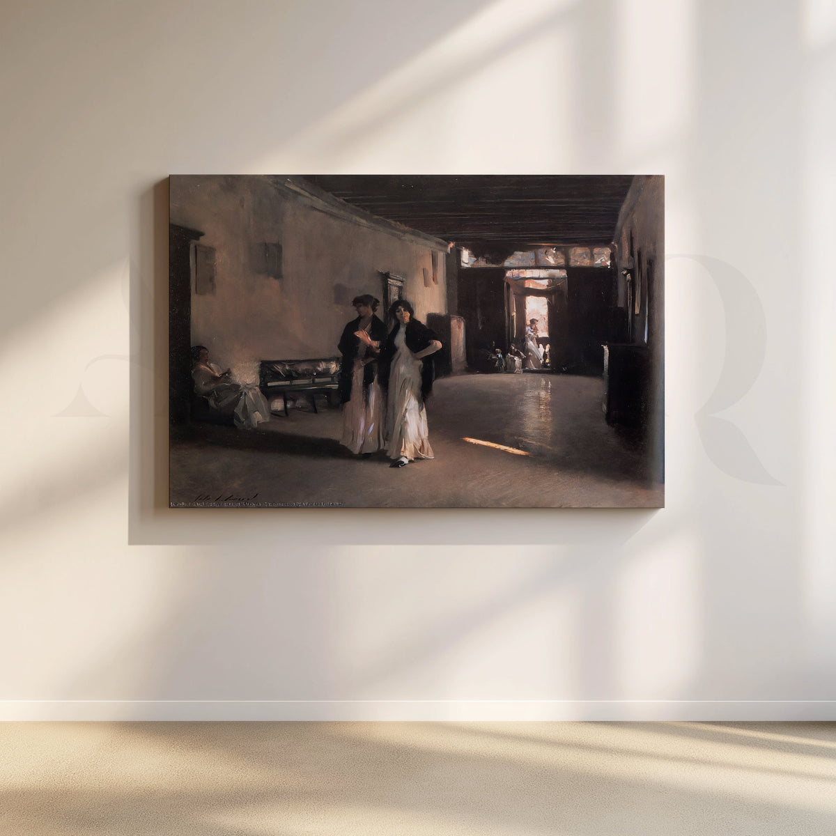 Spanish Cloister Stroll Canvas Artwork – Asha Art Studio