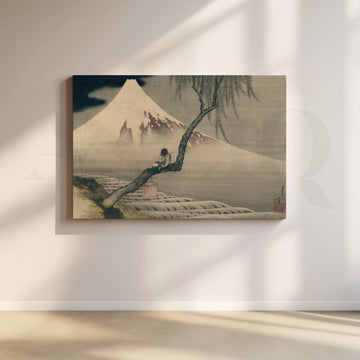 Willow & Fuji in Morning Mist Canvas Artwork – Asha Art Studio
