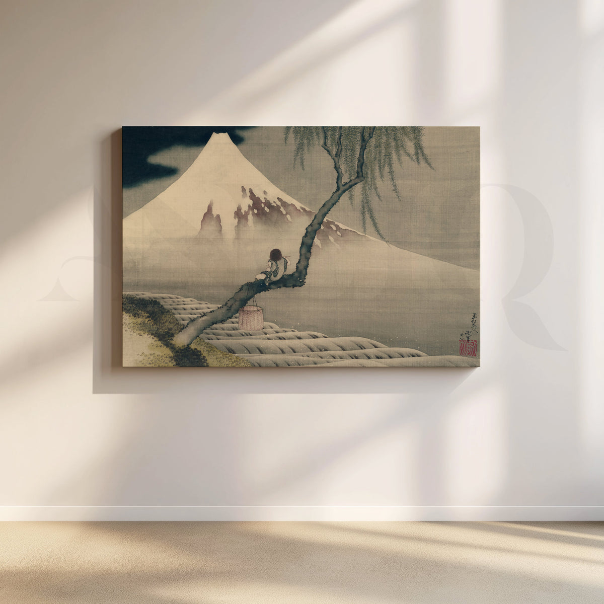 Willow & Fuji in Morning Mist Canvas Artwork – Asha Art Studio