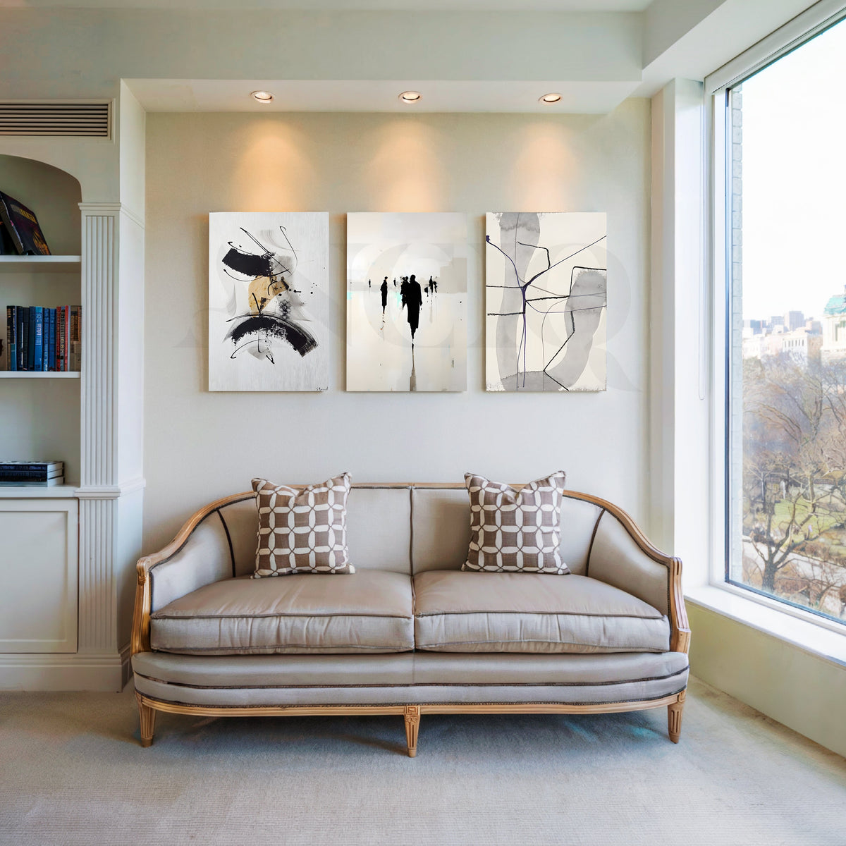 Urban Mist Abstractions Gallery Wall – Set of 3 Artworks – Asha Art Studio