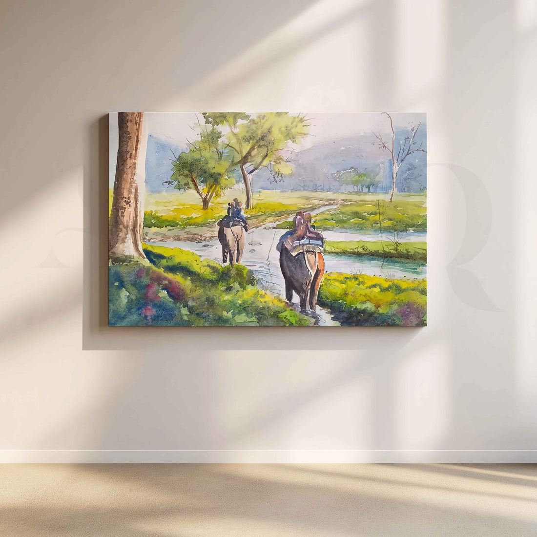 Elephant Trail Landscape Canvas Artwork – Asha Art Studio