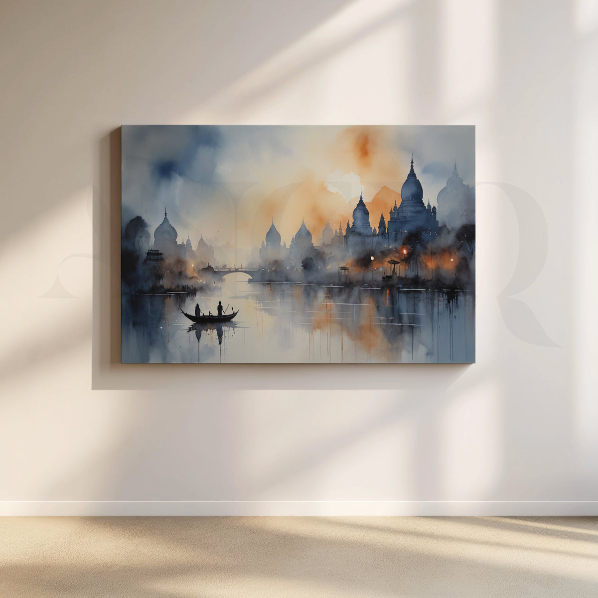 Serene Abstract Cityscape Canvas Artwork – Asha Art Studio