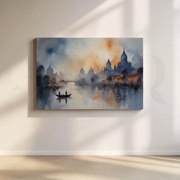 Serene Abstract Cityscape Canvas Artwork – Asha Art Studio