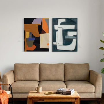 Modern Block Abstract Gallery Wall Set of 2 – Asha Art Studio