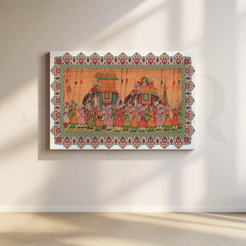 Traditional Indian Elephant Procession Artwork – Asha Art Studio