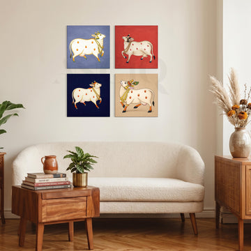 Pichwai Cow Heritage Gallery Wall Set of 4 – Asha Art Studio