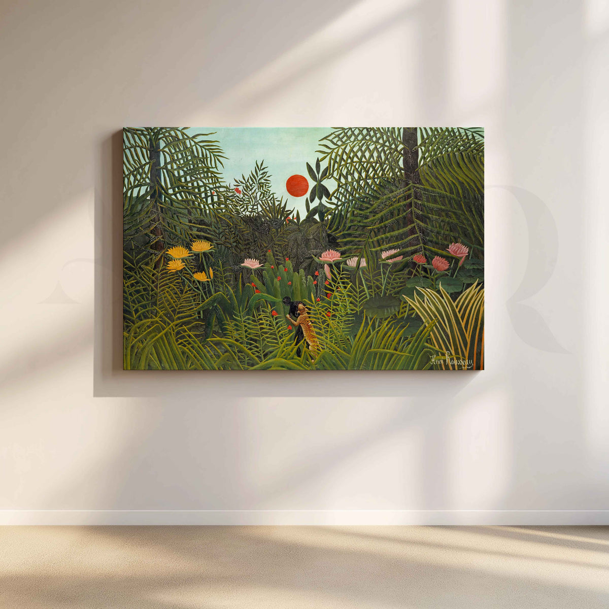 Tropical Jungle Landscape Folk Art Canvas Artwork – Asha Art Studio