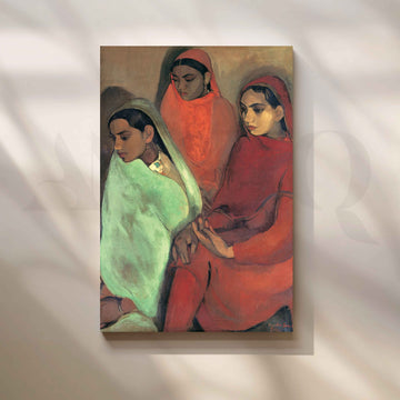 Three Girls by Amrita Sher-Gil Canvas Artwork – Asha Art Studio