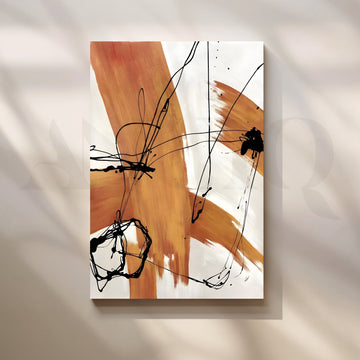 Ochre Brushstroke Canvas Artwork – Asha Art Studio