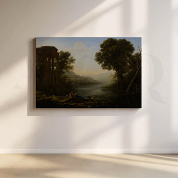 Arcadian River Ruins Canvas Artwork – Asha Art Studio